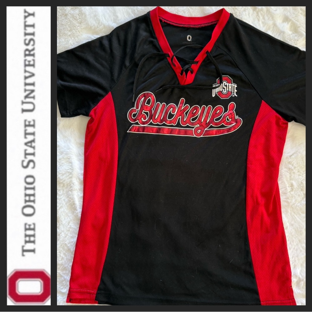 NWOT The Ohio State Buckeyes Black and Red Lace Up Jersey